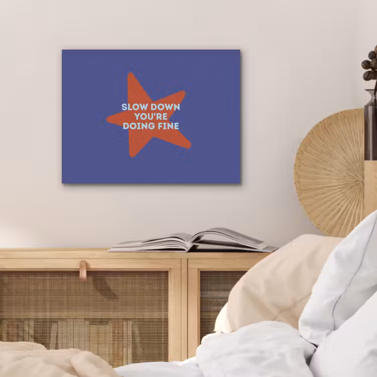 Slow down you're doing fine - Ster - Blauw PET vilt klein -sfeer3