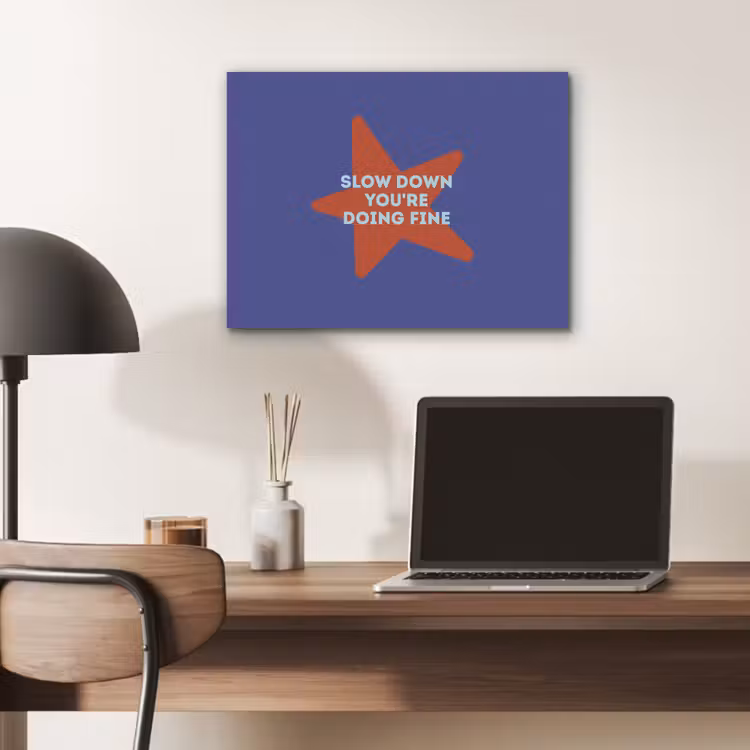 Slow down you're doing fine - Ster - Blauw PET vilt klein -sfeer5
