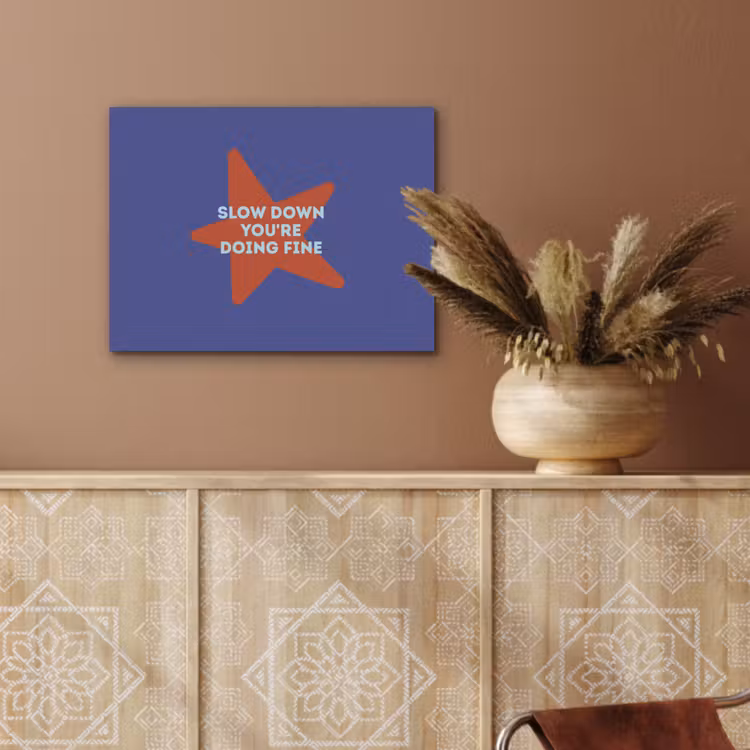 Slow down you're doing fine - Ster - Blauw PET vilt klein -sfeer4