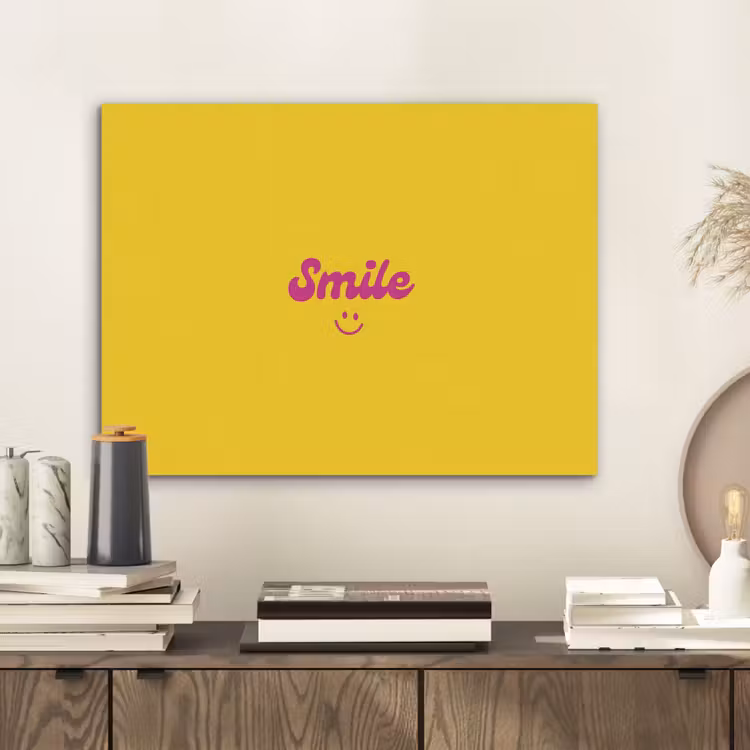 Smile - Geel - Roze PET vilt klein -sfeer1