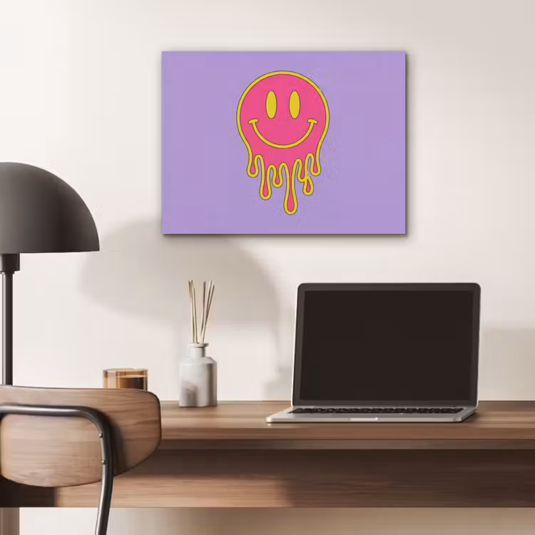 Smiley - Drip - Neon PET vilt klein -sfeer5