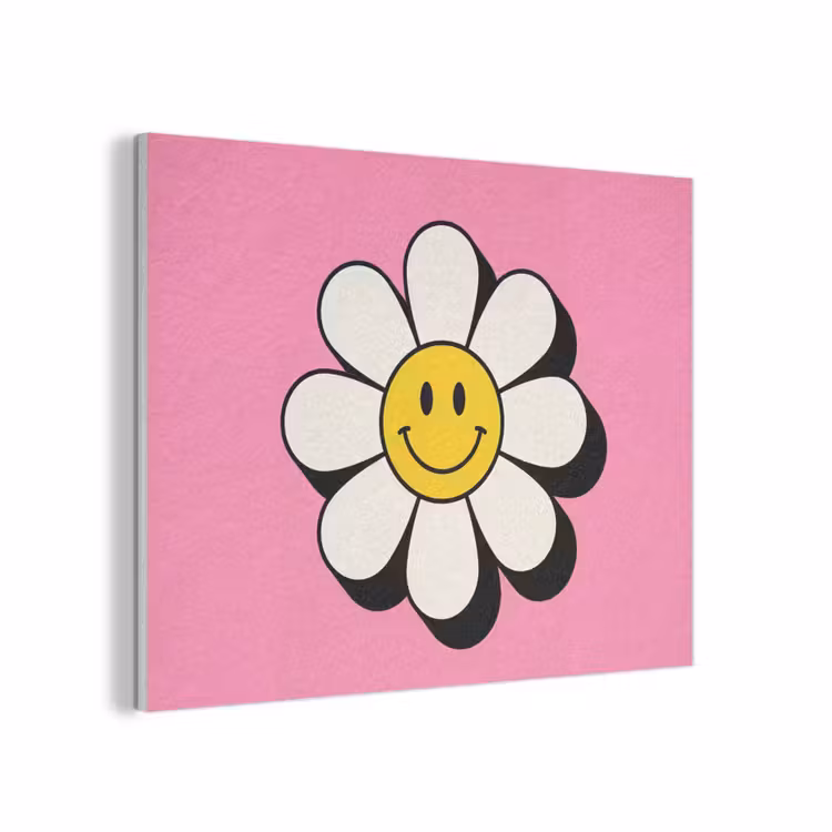 Smiley - Bloem - Roze PET vilt klein -3d
