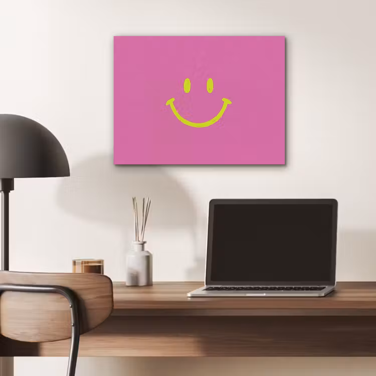 Smiley - Vrolijk - Roze PET vilt klein -sfeer5