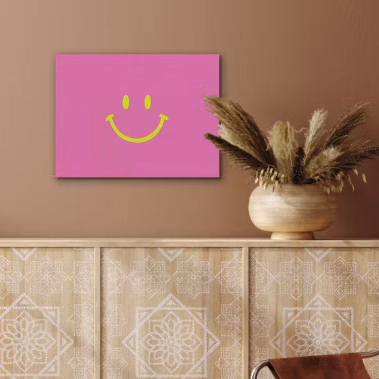 Smiley - Vrolijk - Roze PET vilt klein -sfeer4