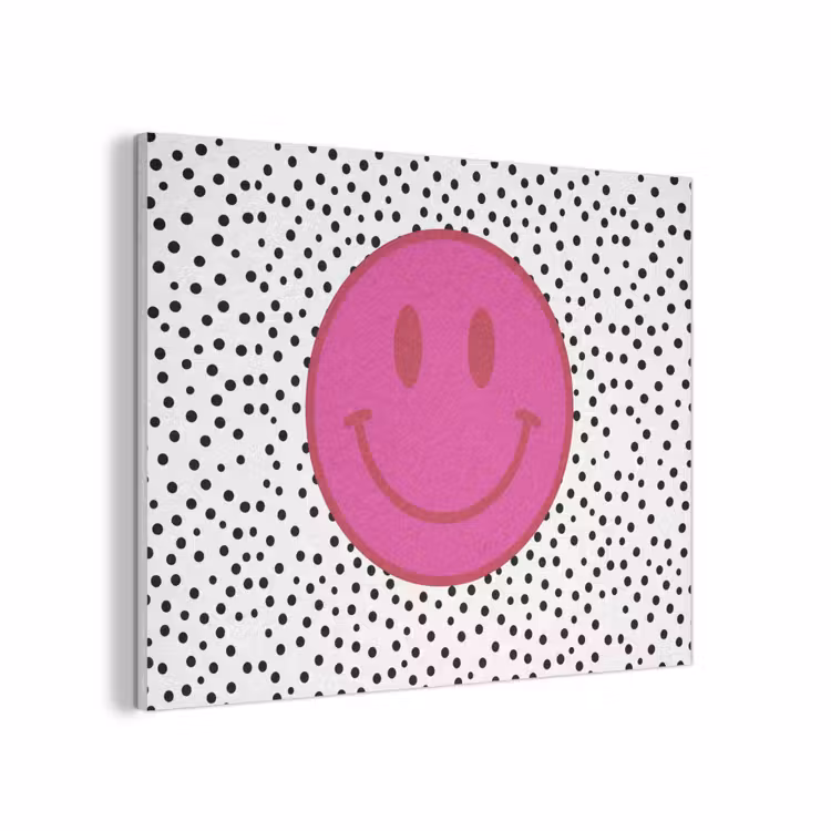 Smiley - Roze - Stippen PET vilt klein -3d