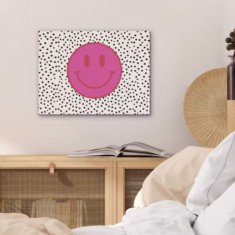 Smiley - Roze - Stippen PET vilt klein -sfeer3