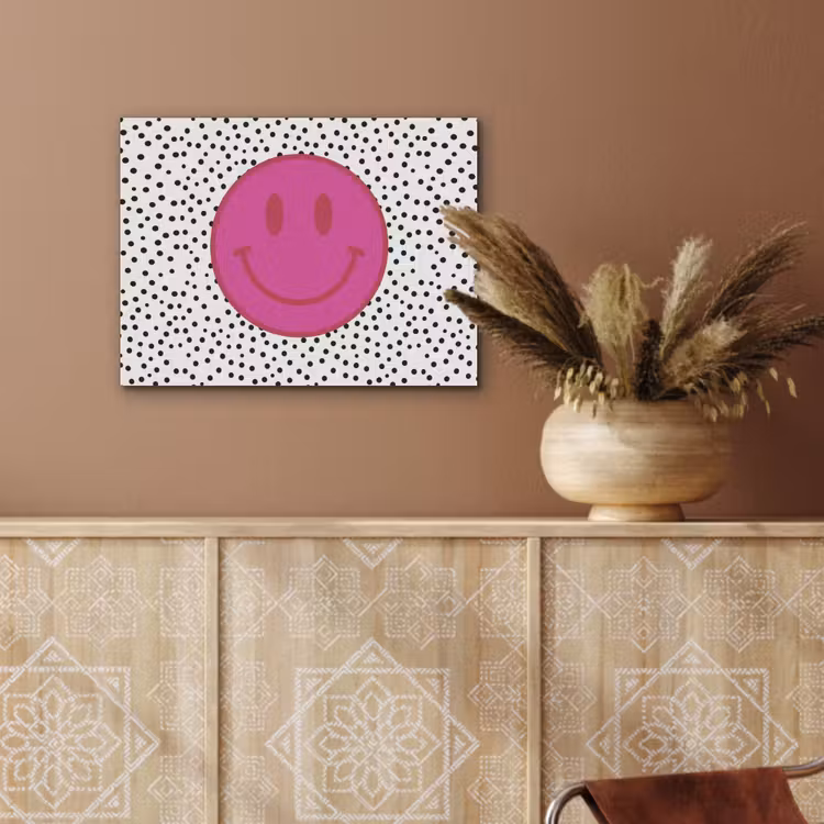 Smiley - Roze - Stippen PET vilt klein -sfeer4