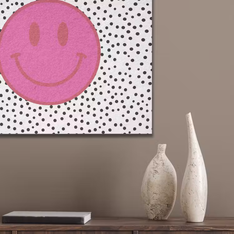 Smiley - Roze - Stippen PET vilt klein -sfeer6_closeup