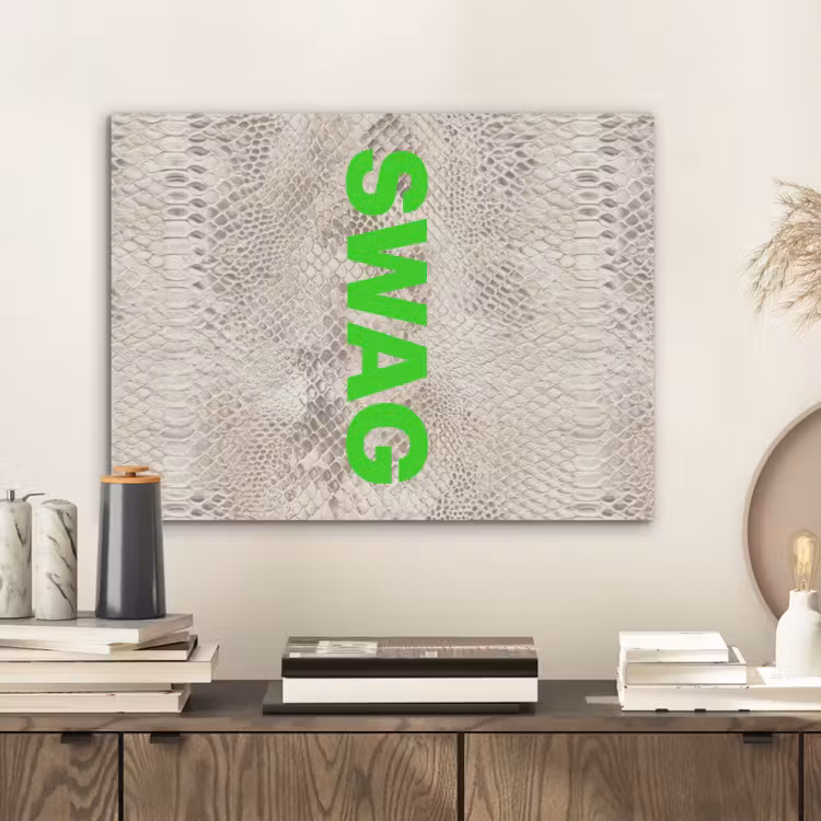 Slangenprint - SWAG - Neon - Groen PET vilt klein -sfeer1