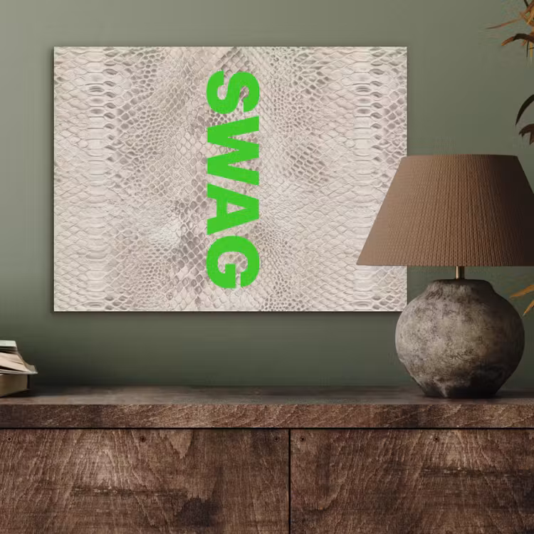 Slangenprint - SWAG - Neon - Groen PET vilt klein -sfeer2