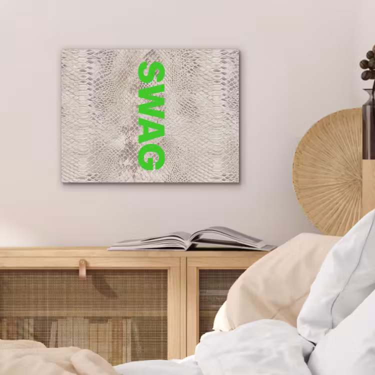 Slangenprint - SWAG - Neon - Groen PET vilt klein -sfeer3