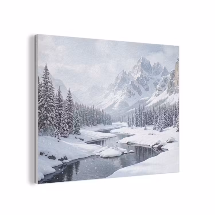 Sneeuwlandschap - Bergen - Rivier - Winter PET vilt klein -3d