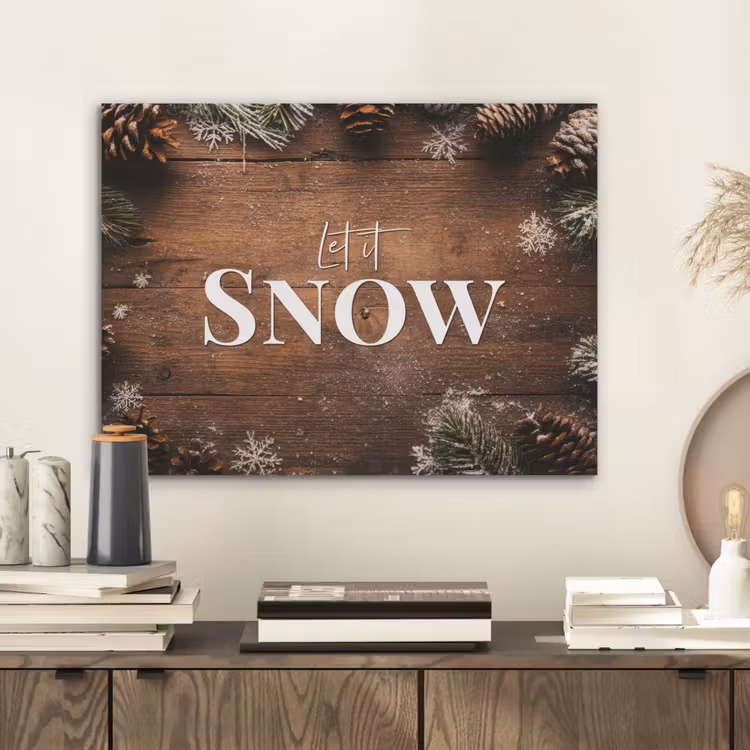 Sneeuw - Houtlook - Quote - Let it snow PET vilt klein -sfeer1
