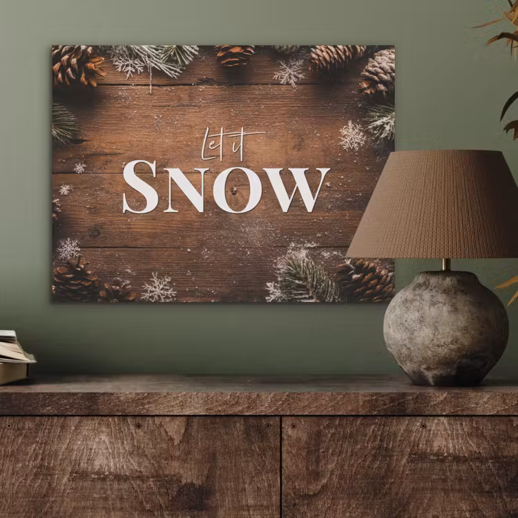Sneeuw - Houtlook - Quote - Let it snow PET vilt klein -sfeer2
