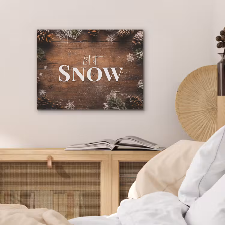 Sneeuw - Houtlook - Quote - Let it snow PET vilt klein -sfeer3