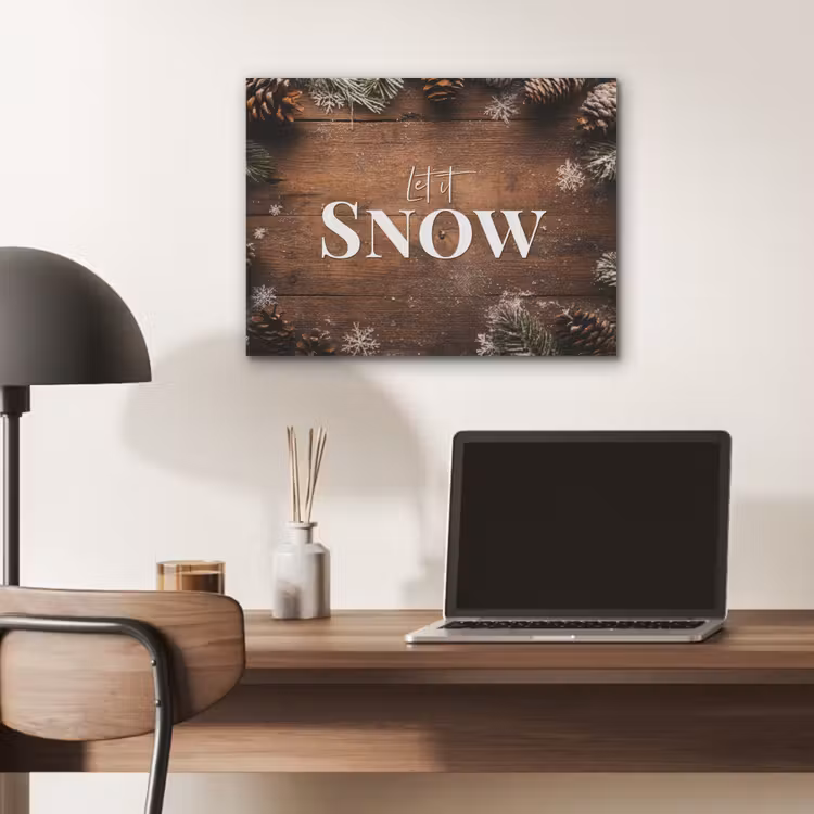 Sneeuw - Houtlook - Quote - Let it snow PET vilt klein -sfeer5