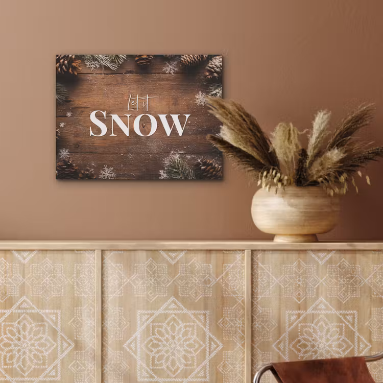 Sneeuw - Houtlook - Quote - Let it snow PET vilt klein -sfeer4