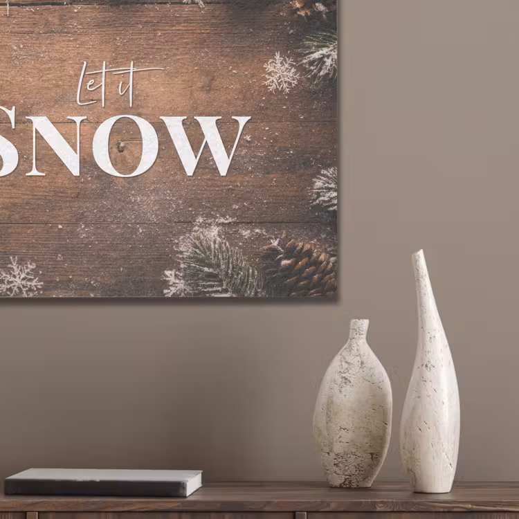 Sneeuw - Houtlook - Quote - Let it snow PET vilt klein -sfeer6_closeup