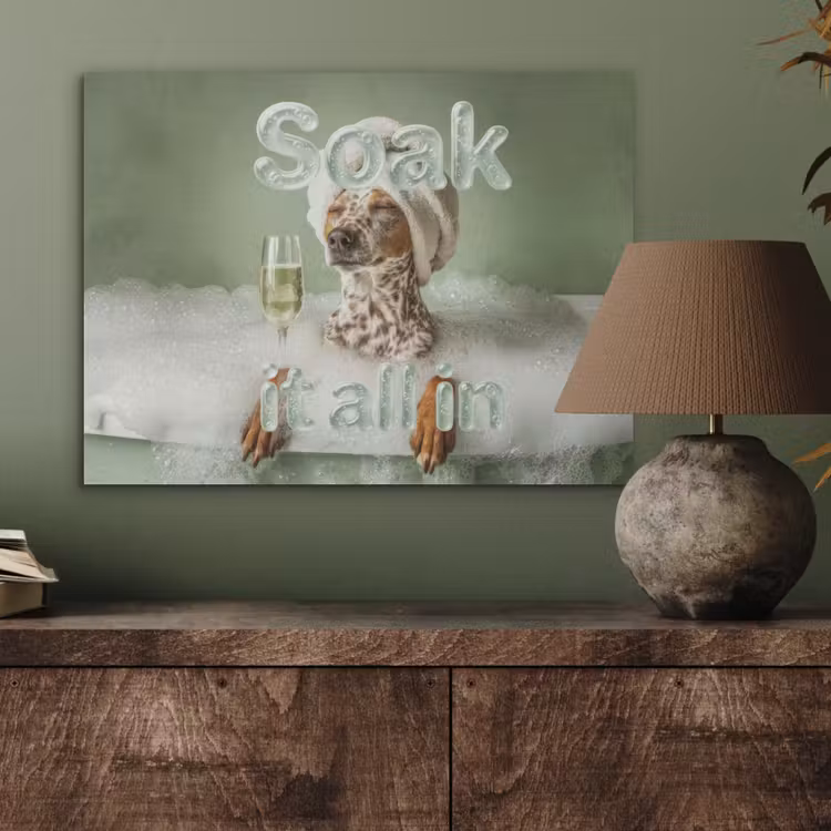 Soak it all in - Hond - Bad PET vilt klein -sfeer2