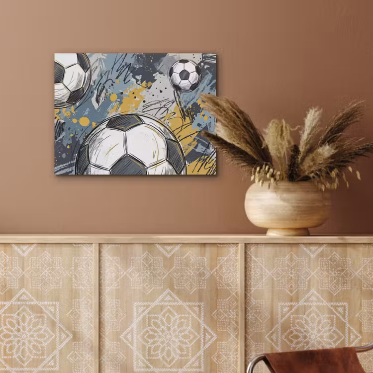 Voetbal - Abstract - Sport - Kleurrijk PET vilt klein -sfeer4