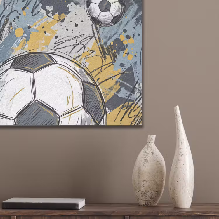 Voetbal - Abstract - Sport - Kleurrijk PET vilt klein -sfeer6_closeup