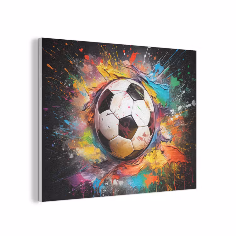 Voetbal - Verf - Kleuren - Zwart - Wit PET vilt klein -3d