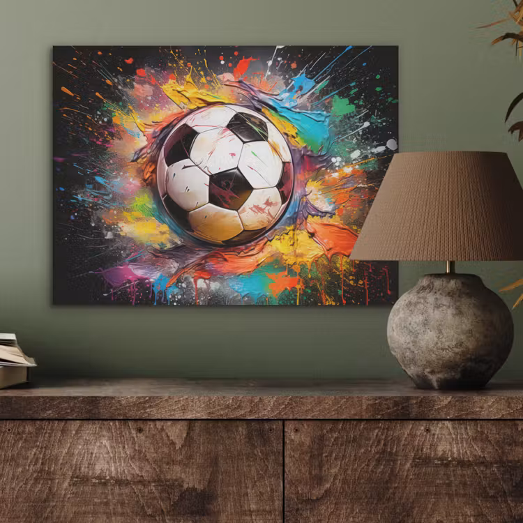 Voetbal - Verf - Kleuren - Zwart - Wit PET vilt klein -sfeer2