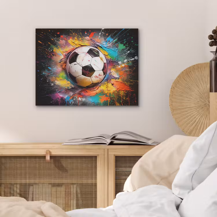 Voetbal - Verf - Kleuren - Zwart - Wit PET vilt klein -sfeer3