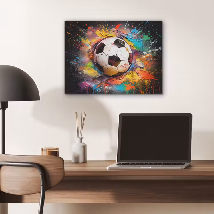Voetbal - Verf - Kleuren - Zwart - Wit PET vilt klein -sfeer5