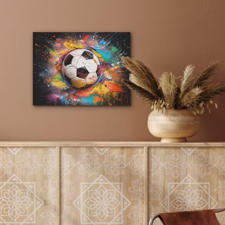 Voetbal - Verf - Kleuren - Zwart - Wit PET vilt klein -sfeer4