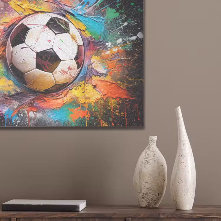 Voetbal - Verf - Kleuren - Zwart - Wit PET vilt klein -sfeer6_closeup