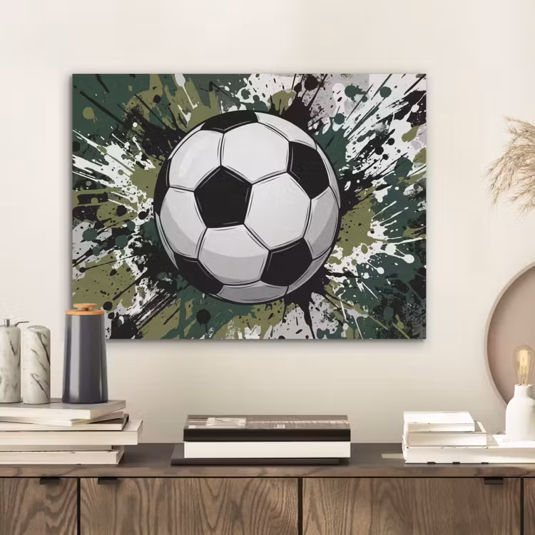Voetbal - Verf - Spetters - Groen PET vilt klein -sfeer1