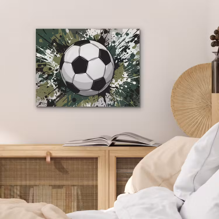 Voetbal - Verf - Spetters - Groen PET vilt klein -sfeer3