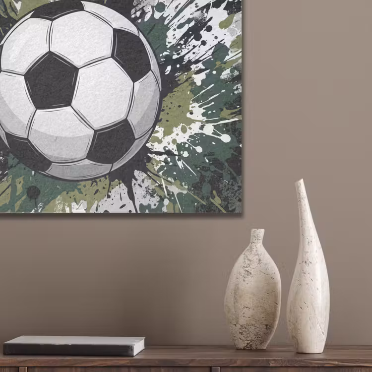 Voetbal - Verf - Spetters - Groen PET vilt klein -sfeer6_closeup