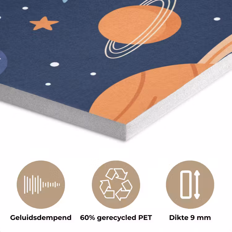Ruimte - Planeten - Kleurrijk PET vilt klein -closeup_NL