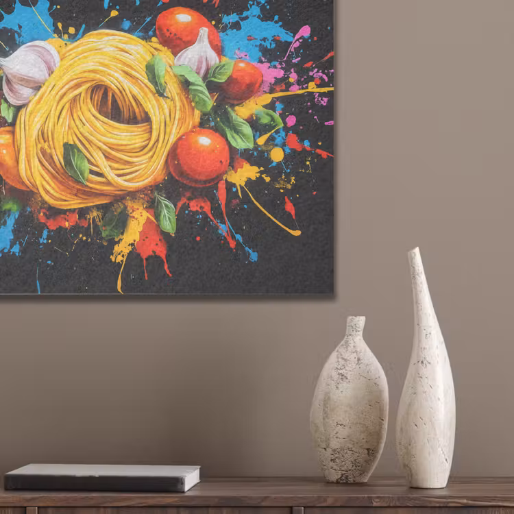 Spaghetti - Graffiti - Verf - Kleurrijk - Eten - Modern PET vilt klein -sfeer6_closeup