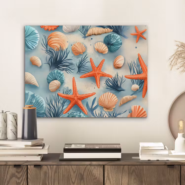 Zeesterren - Schelpen - Illustratie - Zand PET vilt klein -sfeer1