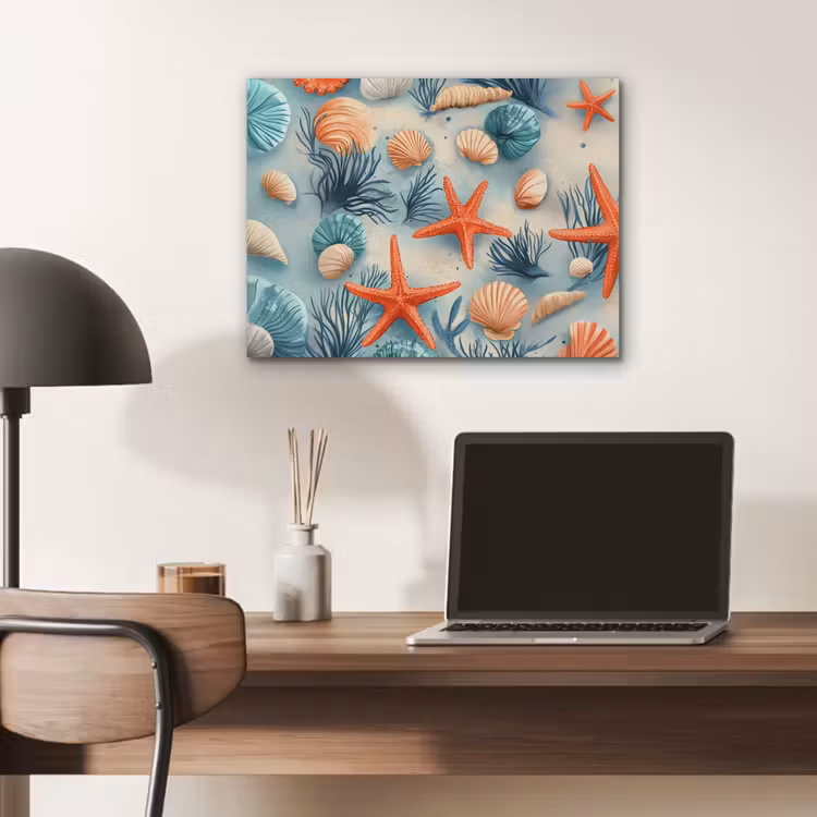 Zeesterren - Schelpen - Illustratie - Zand PET vilt klein -sfeer5