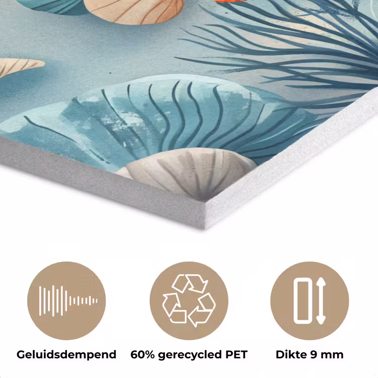 Zeesterren - Schelpen - Illustratie - Zand PET vilt klein -closeup_NL