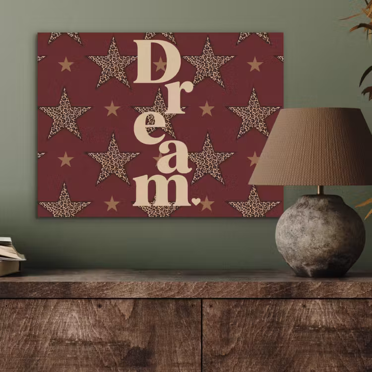 Sterren - Luipaardprint - Dream - Bordeaux PET vilt klein -sfeer2