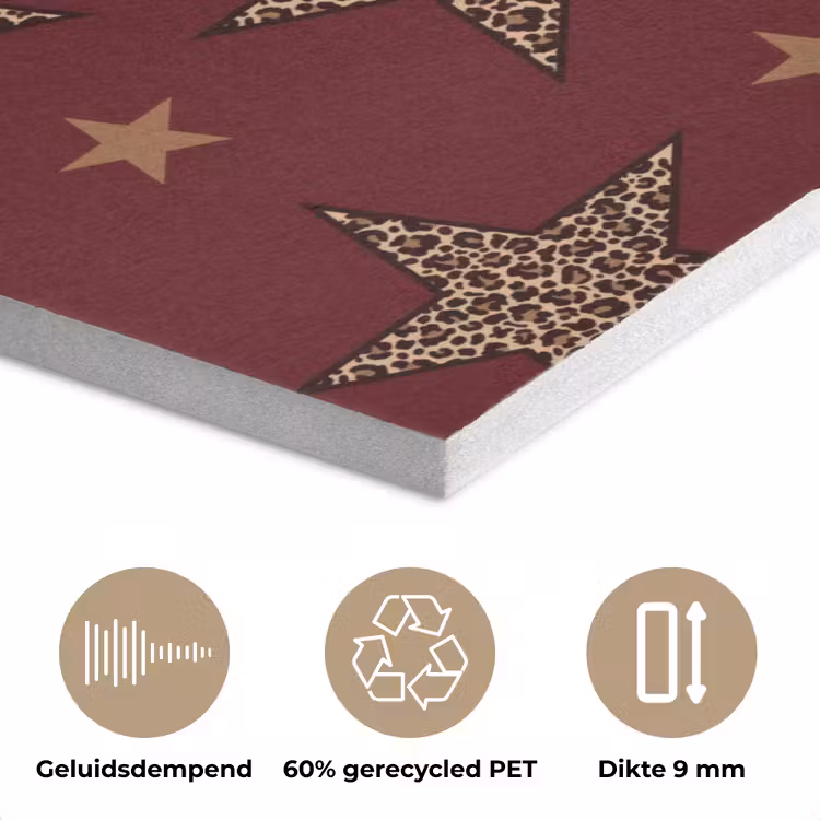 Sterren - Luipaardprint - Dream - Bordeaux PET vilt klein -closeup_NL