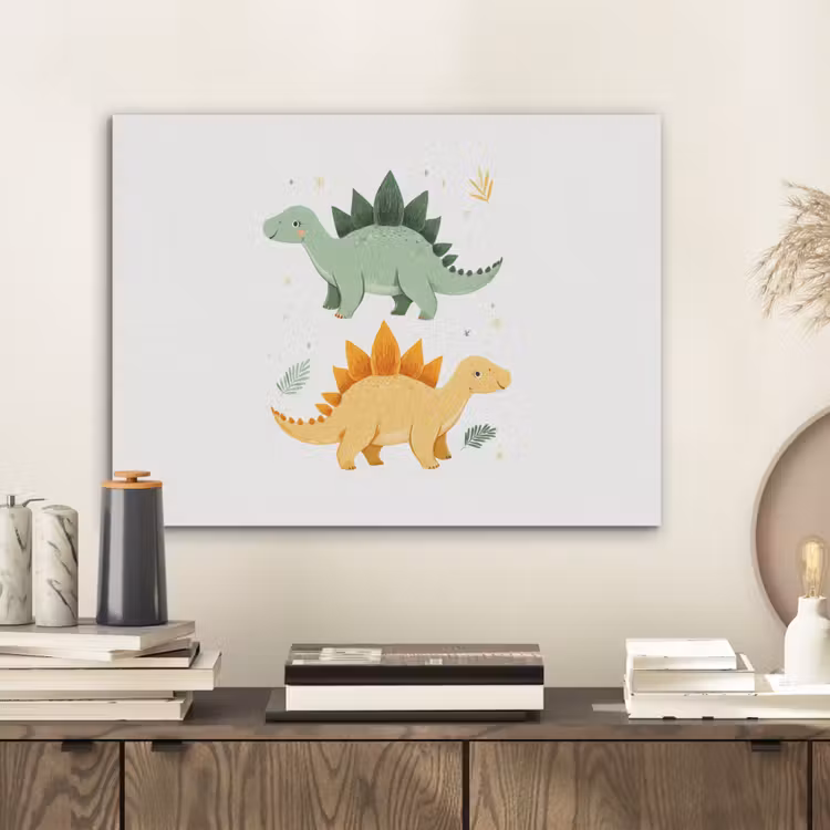 Sterren - Stegosaurussen - Blaadjes - Groen PET vilt klein -sfeer1