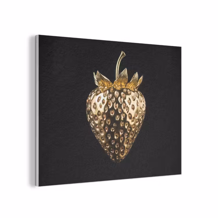 Aardbei - Goud - Zwart - Chrome PET vilt klein -3d