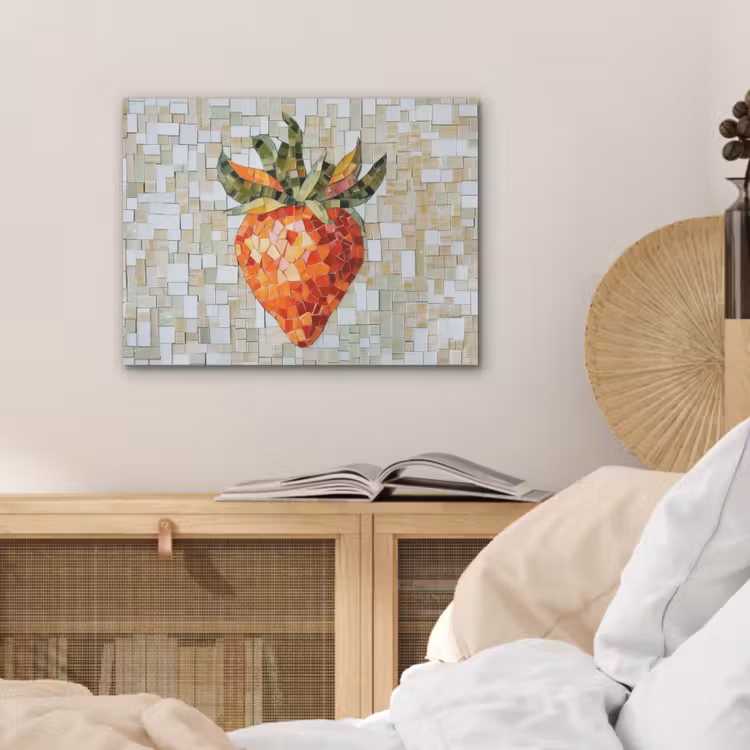 Aardbei - Rood - Mozaïek - Fruit PET vilt klein -sfeer3