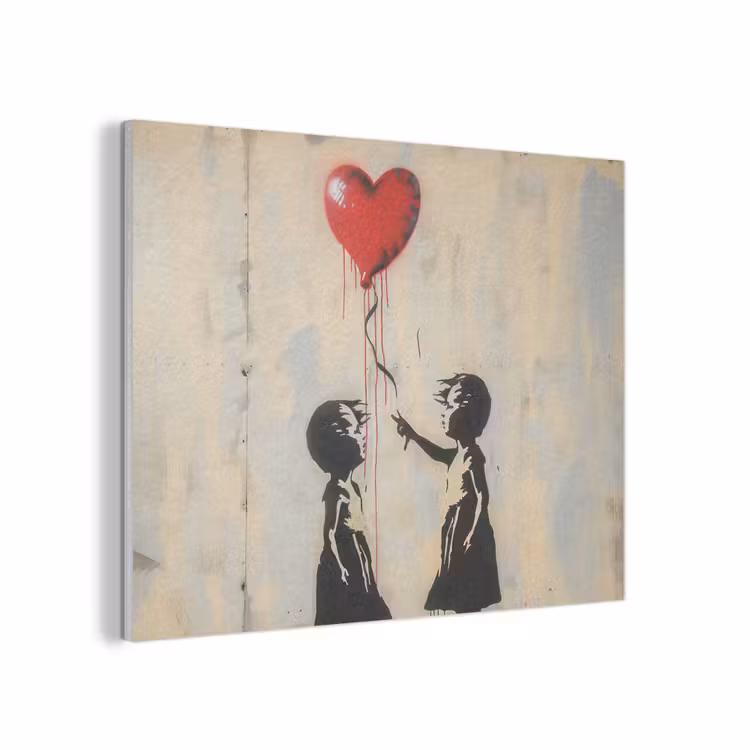 Street art - Banksy - Ballon - Graffiti - Retro PET vilt klein -3d