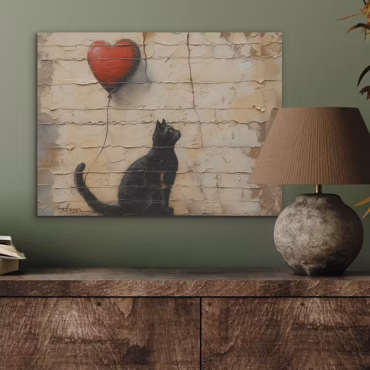 Street art - Kat - Ballon - Graffiti - Banksy PET vilt klein -sfeer2