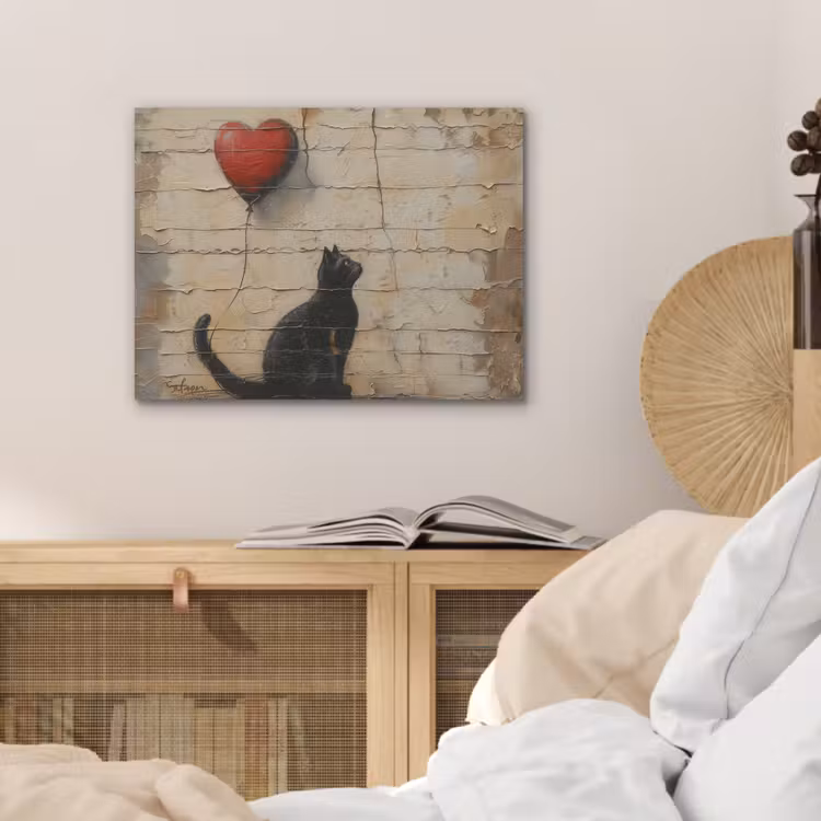 Street art - Kat - Ballon - Graffiti - Banksy PET vilt klein -sfeer3