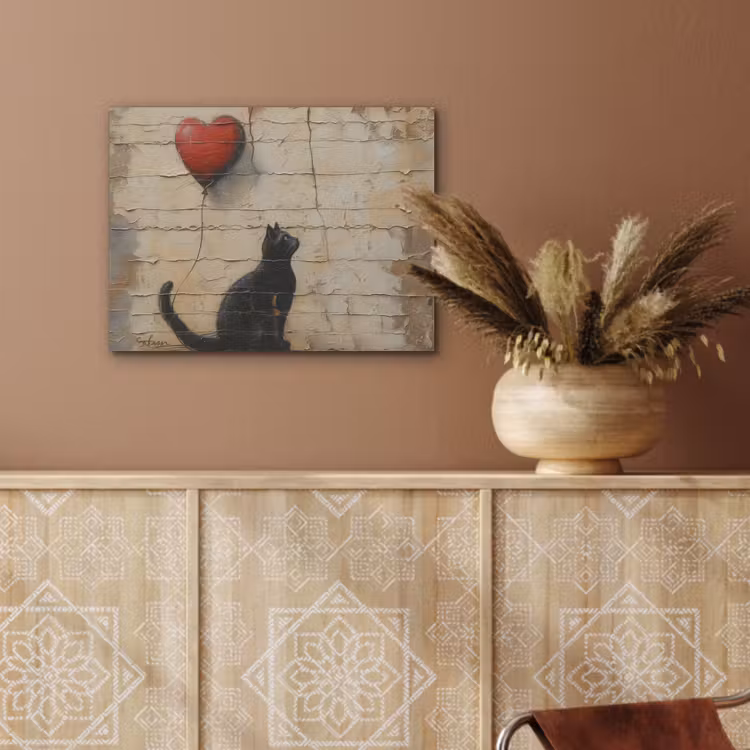 Street art - Kat - Ballon - Graffiti - Banksy PET vilt klein -sfeer4