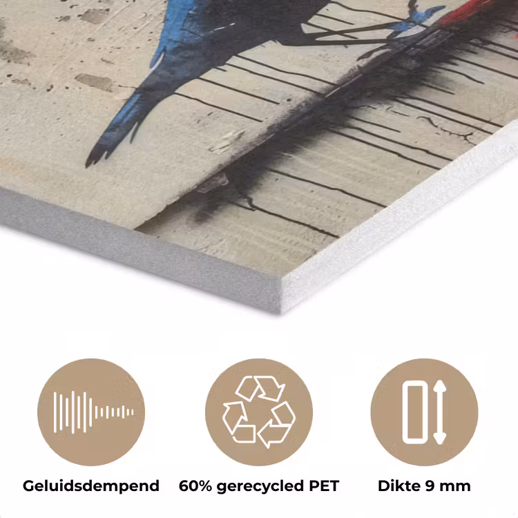 Street art - Meisje - Vogel - Graffiti - Banksy PET vilt klein -closeup_NL
