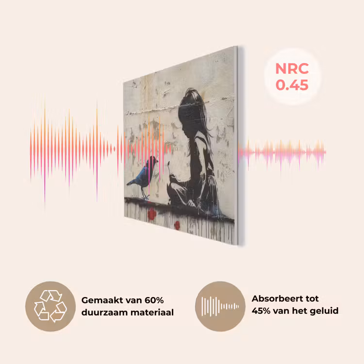 Street art - Meisje - Vogel - Graffiti - Banksy PET vilt klein -USP_NL